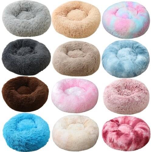 22 Colors Dog Bed House For Cats Round Puppy Kennel Fluffy Plush Cushion Soft Sofa Sleeping Beds Drop Shipping Pet Accessories