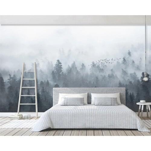 WELLYU Custom 3d Wallpaper Modern Fresh Forest Clouds Flock Birds Nordic Simple TV Background wall papers home decor 3d обои