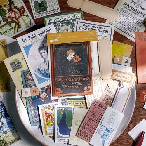 40 Pcs Vintage Scrapbooking Diy Stickers Pack Decorative Antique Retro Natural Collection Diary Journal Embellishment Supplies