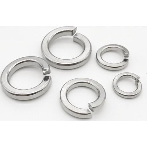 50pcs M3 M4 M5 M6 GB93 A2-70 304 Stainless Steel Spring Washer Split Lock Washer Elastic Gasket Pad