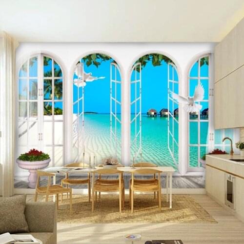 5d papel Murals window Frame Nature Pigeon 3d wall mural wallpaper for living room 3d wall photo mural wall paper home decor