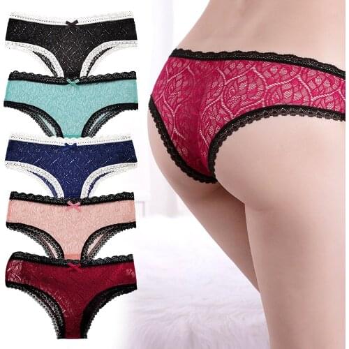Lot 6 PCS Sexy Full Lace Women Underwear Ladies Pantites Low Waisted Half Hips Cover Briefs Knickers Lingerie Underpants #9502