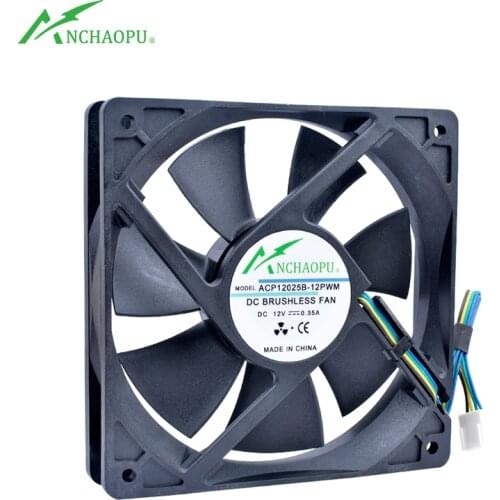 ACP12025B-12PWM 12cm 120mm fan 120x120x25mm DC12V 0.35A 4 lines Double ball bearing 4pin cooling fan for chassis CPU