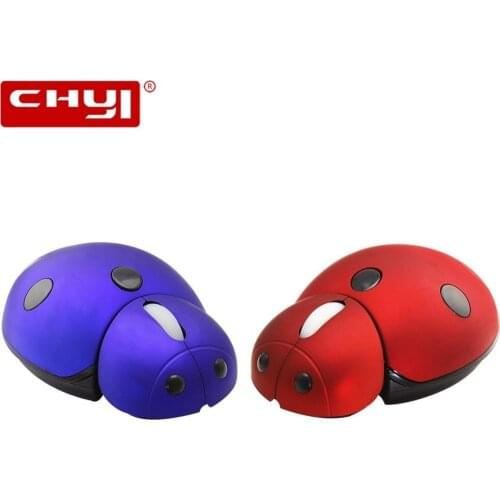 CHYI Cartoon Ladybug Wireless Mouse 3000DPI 2.4Gzh Ergonomic Mice Universal Computer Mouse for Kids Desktop Laptop Mause