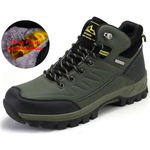Brand Winter Mens Boots Warm Mens Snow Boots High Quality Leather Waterproof Men Sneakers Outdoor Men Hiking Boots Work Shoes