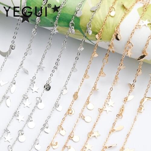 YEGUI C181,diy chain,18k gold plated,0.3microns,copper metal,rhodium plated,charms,diy bracelet necklace,jewelry making,1m/lot