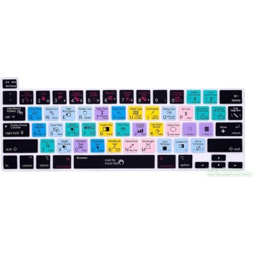 AI illustrator Shortcut Hotkey Keyboard Cover Skin for MacBook Pro M1 13 2020 A2289 A2251 A2338 2021 for MacBook Pro 16" A2141