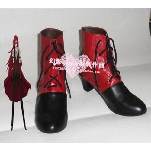 Black Butler GrellSutcliff Red Halloween Cosplay Shoes Boots H016