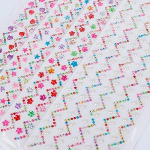 Flower Self- adhesive Heart Dots Acrylic Rhinestones Sticker For Scrapbooking/ DIY Crafts/ Card Making Diamond Decoration 5pcs