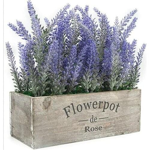 Wooden Pot Simulation Flower Lavender Plant Bonsai Home Decoration Supplies Potted Plant