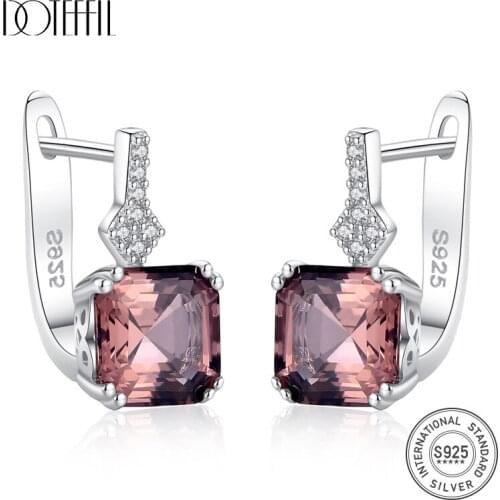 DOTEFFIL New Nano Smoke /White Morgan Stone Gemstone Clip On Earrings For Women Luxury 925 Silver Cuff Earring Christmas Gifts