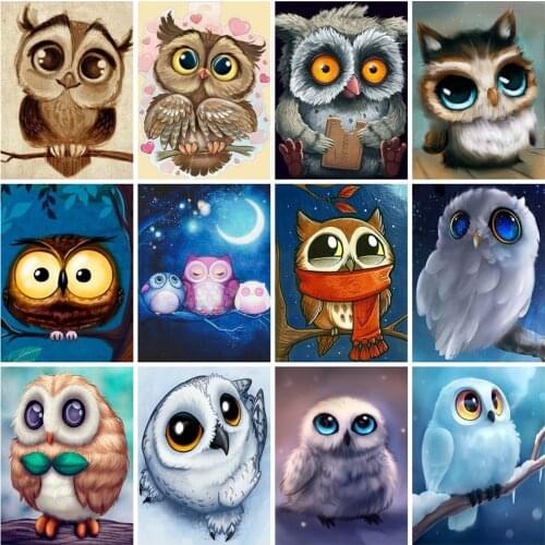 EverShine Diamond Painting Full Square Drill Owl Cross Stitch Diamond Mosaic Animal Picture Of Rhinestones Bead Embroidery