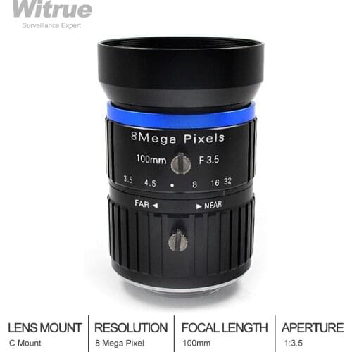HD 8 MegaPixel Industrial lens 100mm 1:3.5 C-Mount 1" Format For AHD HD IP Security Camera