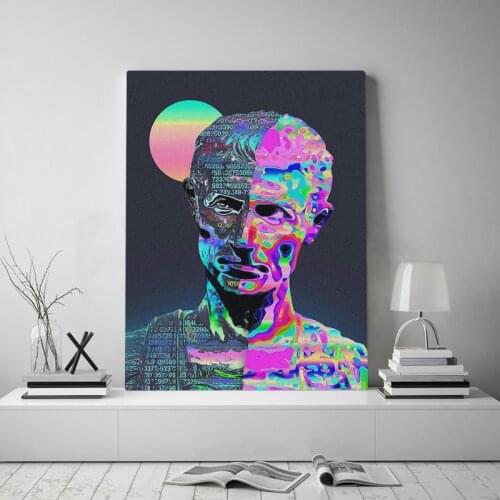 Visual arts vaporwave Framed Canvas poster Painting wall Art decor Living room Bedroom Study Home Decoration Wooden Frame Prints