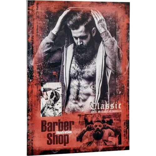 Classic Retro Sculpture Pomade Hair Style Design Pattern Books Painting Vintage Mens Oil Head Picture Album BarberShop Magazine