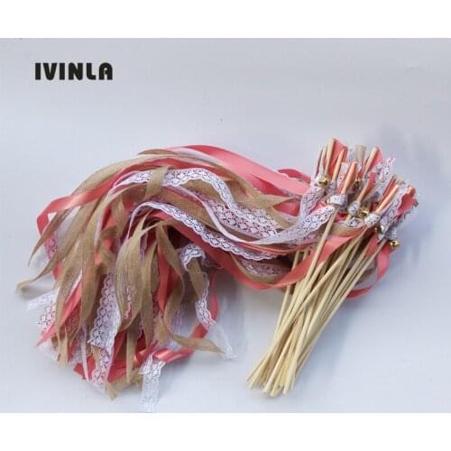50pcs/lot lace wedding wands with sliver bell for wedding decoration