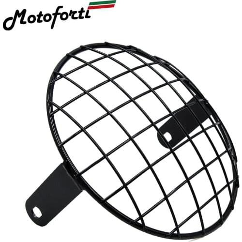 Motoforti 7.8inch Black Metal Headlight Mesh Grill Motorcycle Headlamp Grid Cover For Harley