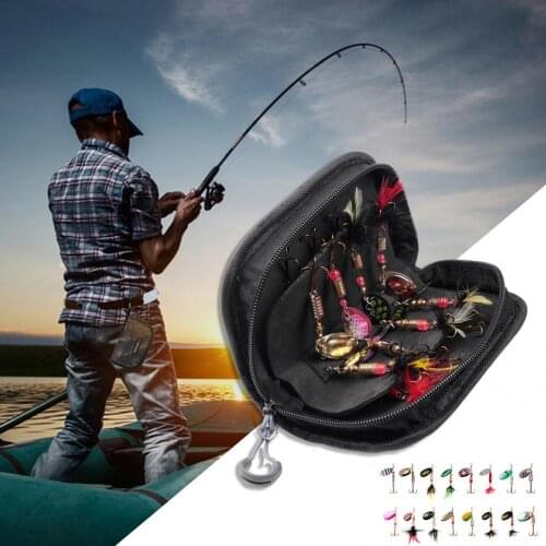 16 pieces of metal artificial fishing spinner bait kit with metal spinning sequins spinning sequin bag fishing bag