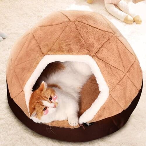 Coussin Chien Cat Litter Winter Warm Closed Cat Mat House מיטה לכלב קטן Villa Dog Kennel Cold Pet Supplies Stuffed Animals