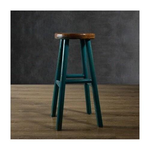 Continuous System Loft Solid Wood Bar stool Chair Do Used Elm Bar Chair Solid Wood Bar High Footstool Café Bar Counter Stool