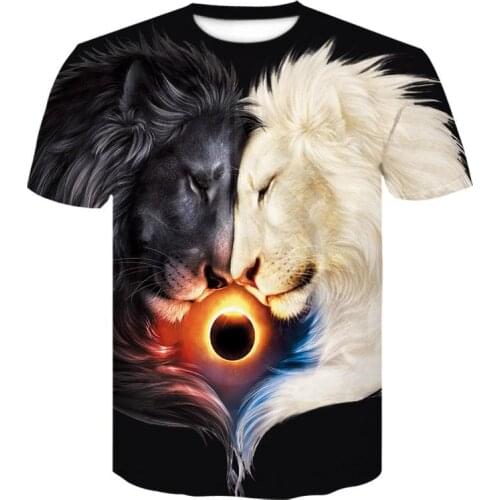New Summer cool Style Hip-Hop t-shirt Men/women Print Yin Yang 3d lion T Shirt Harajuku mens Clothes 2020 top Asian Size S-6XL