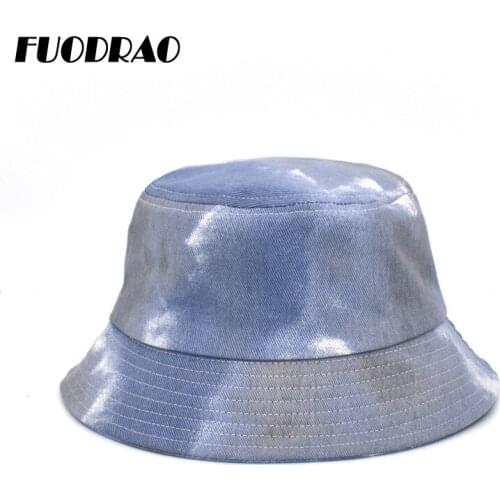 FUODRAO New Original Tie Dye Bucket Hats Spring Autumn Panama Hat Women Harajuku Hip Hop Fisherman Hat M124