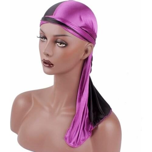 New Fashion Mens double color Satin Durags Bandanna Turban Wigs Men Silky Durag Headwear Headband Pirate Hat Hair Accessories