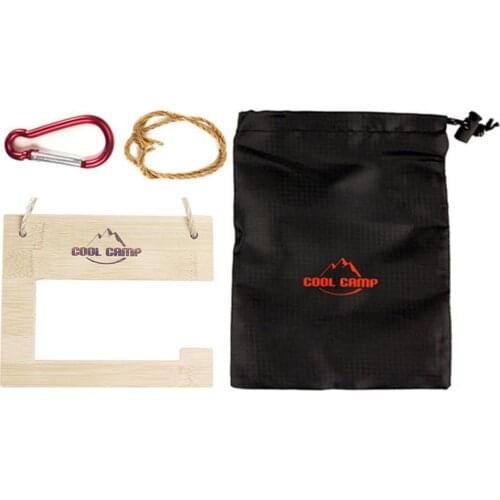 Outdoor Roll Paper Holder Protable Bamboo Rope Camping Picnic Barbecue Kitchen Bathroom Paper Towels Tissue Hanging Storage Rack