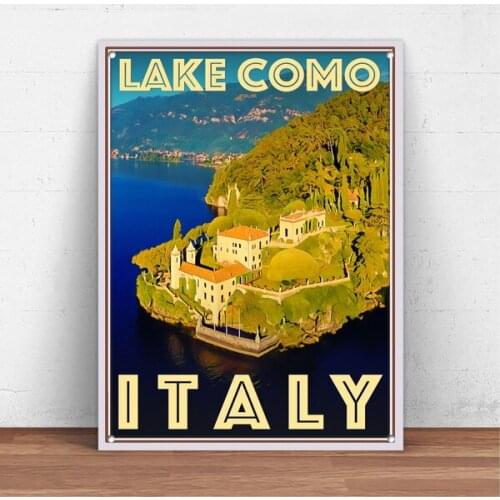 Retro Vintage Lake Como Italy Metal Tin Sign Metal Sign Wall Decor Fashion Art Decor Poster,Man Cave,Garage,Bar,Pub WIH125