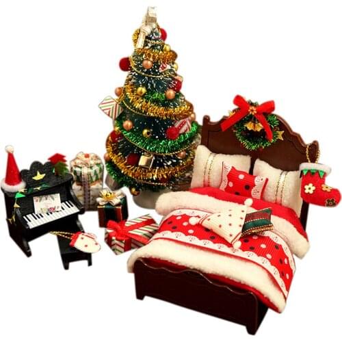 Christmas DIY Furniture Lovely Handmade Model Toy Doll House Model Wooden Furniture Toys Birthday Cute Gifts Handmade #W0