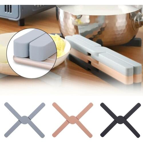 Foldable Non-slip Heat Resistant Pad Trivet Pan Placemat Collapsible Cross Pot Holder Mat Coaster Cushion Kitchen Accessories