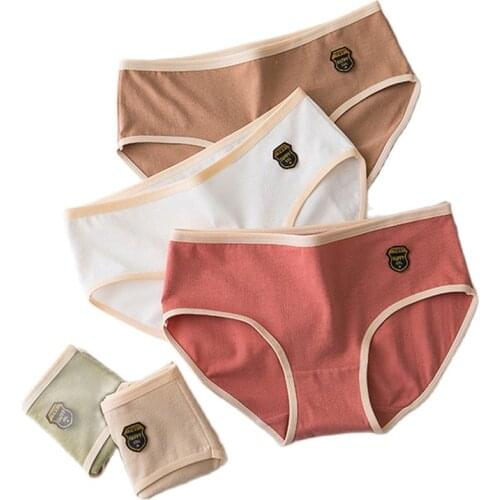 Womens Cotton Panties Morandi Color Underpants Mid-waist Plus Size Lingerie Cozy Girls Briefs Fashion Simple Female Underwear