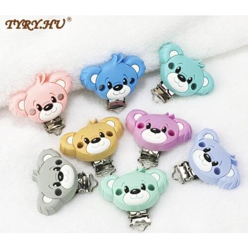 5pc/lot Silicone Bear Baby Pacifier Chain Clip Holder DIY Teething Holder Soothing Pacifier Accessories