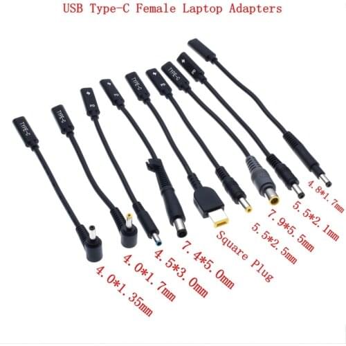 USB 3.1 Type C USB Female to DC 7.4*5.0mm 4.5*3.0 5.5*2.5 2.1 Sqaure Male Power Charger Adapter Connector Adaptor for lenovo PD