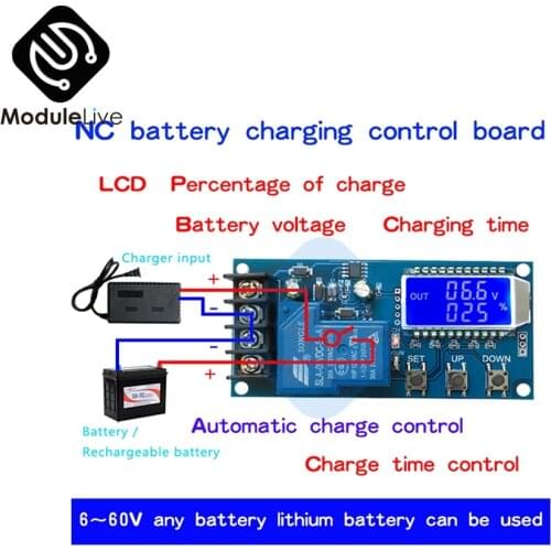 XY-L30A NC LCD Display Battery Charging Control Module Digital Full Power Off Overcharge Protection Switch 6-60V