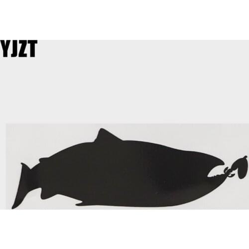YJZT 14.8CM×5.2CM Amusing Marine Animal Deep Go Fishing Decal Vinyl Car Sticker 18A-0201