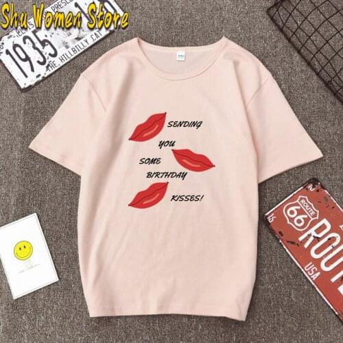 Women Lady Lip Kiss Vogue Cute 90s Fashion Cartoon Print Ladies T Tee Womens Shirt Clothes Tshirt Female Top Graphic T-shirt