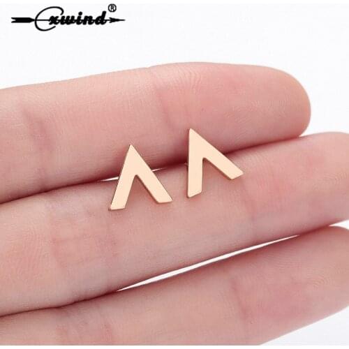 Cxwind Fashion Geometric Arrow Stud Earrings For Women Letter V Design Stainless Steel Triangle Earrings Wedding Gift Brincos