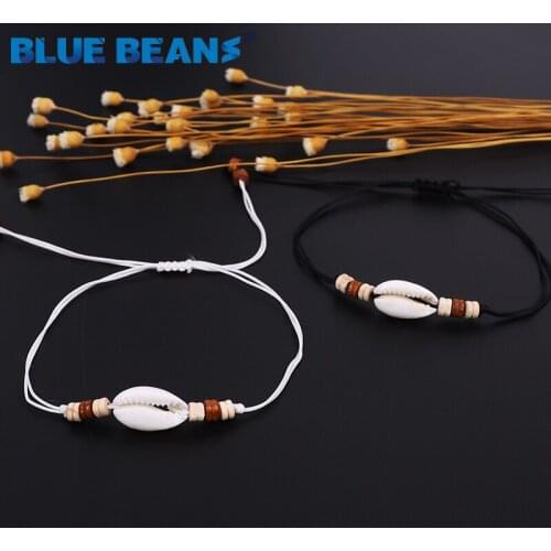 Shell Bracelets&Bangles For Women Jewelry Fashion Wooden beads Handmade Adjustable Friendship Rope charms femme Bracelet boho