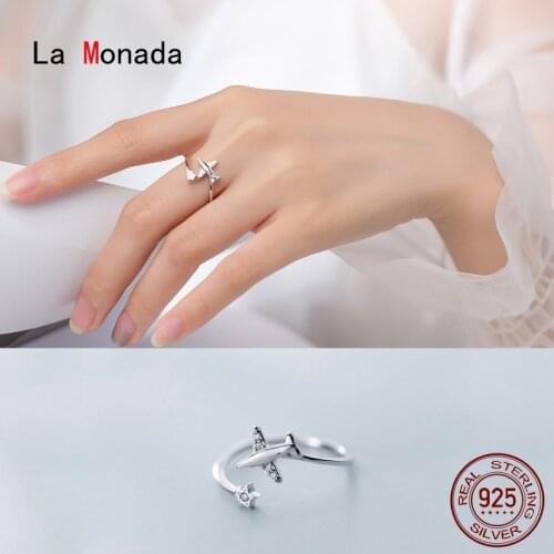 La Monada Aircraft Women Ring 925 Sterling Silver Minimalist Rings For Women 925 Silver Fine Jewerly Rings Woman Adjustable Open