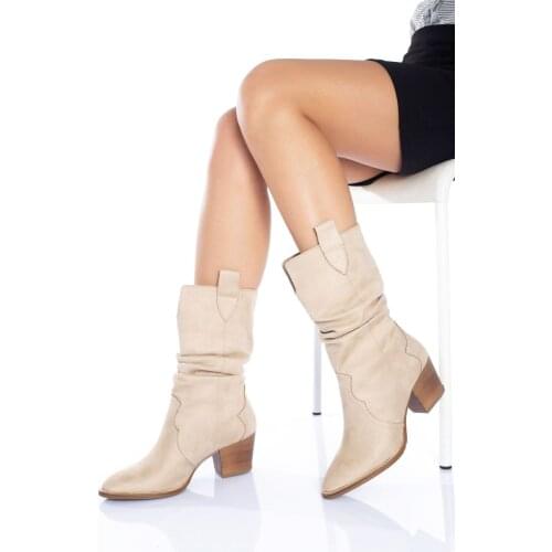 BYC0400 Cowboy Boots Women Shoes Winter Shoes Women Western Woman Footwear Gathered cowboy boots Autumn Winter with Fur 2020