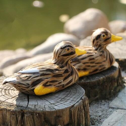 14*7.5*6cm,Simulation Real Fur water Duck,Decorative Artificial Feather Birds,DIY Waterscape Home Garden Farmhouse Decoration