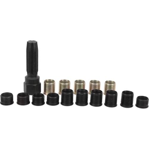 16Pcs M14 x 1.25 0.4 Inch and 0.7 Inch Spark Plug Rethread Thread Repair Tools Kit Wire Sleeve