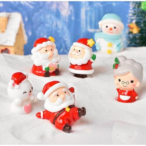 20styles Mini Snowman Christmas Doll Ornaments Figurine Cartoon Design Exquisite Resin Christmas Micro Landscapes Decoration