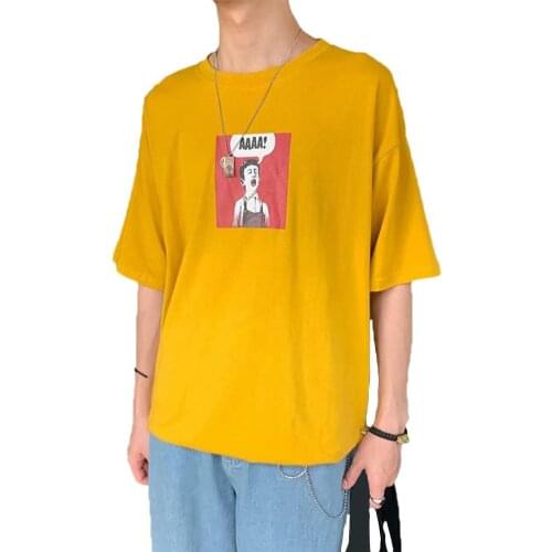 2020 Men Cartoon Short Sleeve Round Neck Breathable Loose T-shirt Tee Top Blouse Short Sleeve T-shirt