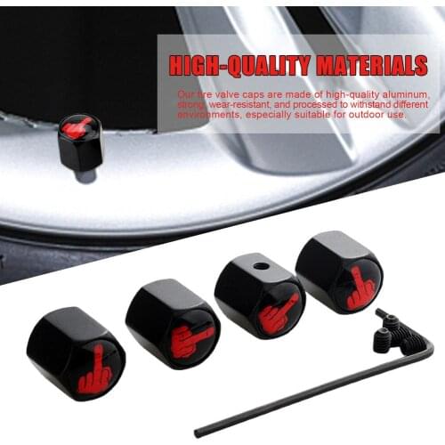 4Pcs/Set Anti Theft Middle Finger Tire Valve Caps Aluminum Car Dustproof Caps Tire Wheel Stem Air Valve Caps