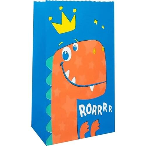 50Pcs Cartoon Dinosaur Candy Bag Little Cool Dino Porpcorn Bag Roar Jungle Dessert Bag Dinosaur Theme Party Gift Bag