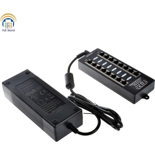 802.3af 8 Port Passive Gigabit PoE Injector Mode A 1000Mbps data speed PoE patch panel With 48V 60W Power Supply For IP Camera