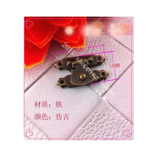 A01 Vernier caliper small wooden box buckle yellow antique DIY wooden box hasps locks accessories 26mm*15mm