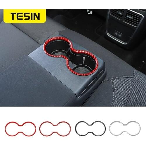 TESIN Interior Accessories for Dodge Charger 2015+ Car Rear Armrest Cup Holder Decoration Cover Stickers for Dodge Charger 2015